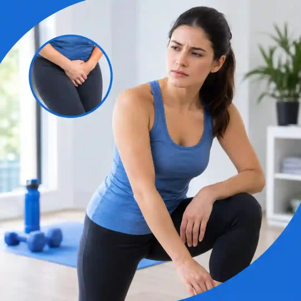 Pelvic-floor exercise Brighton & Hove guidance for urinary leakage, focusing on correct muscle technique, relaxed breathing, muscle relaxation and seeking professional advice if symptoms worsen.
